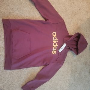 Adidas Women Crimson Hoodie with Logo in Gold